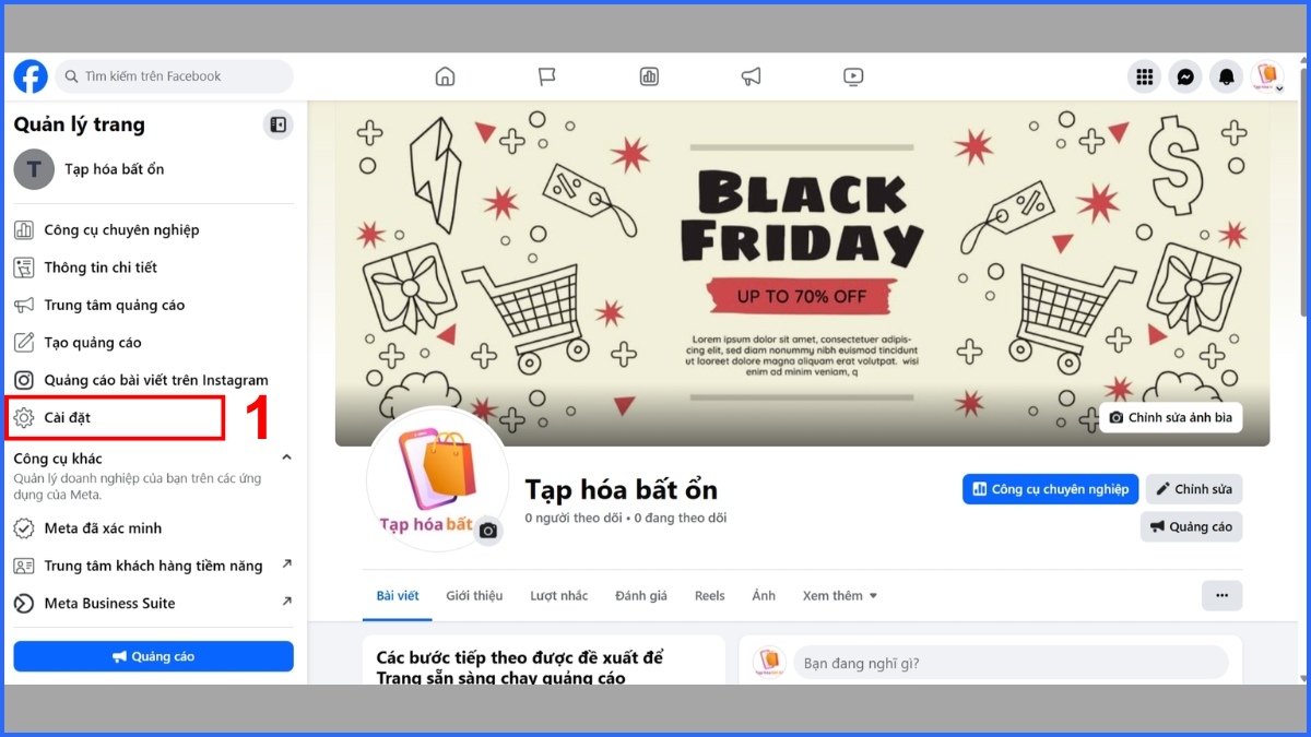 Cách ẩn trang Fanpage trên Facebook tạm thời - Bước 1