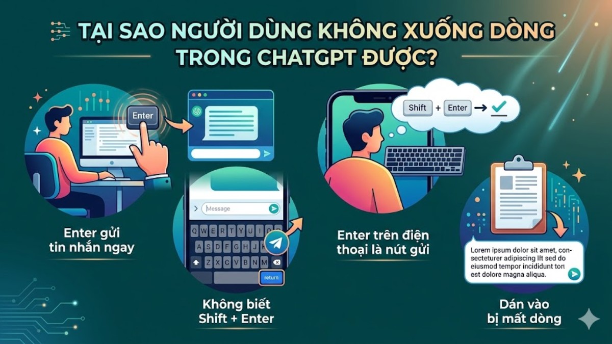 Không xuống dòng trong ChatGPT vì chỉ nhấn Enter thay vì tổ hợp phím