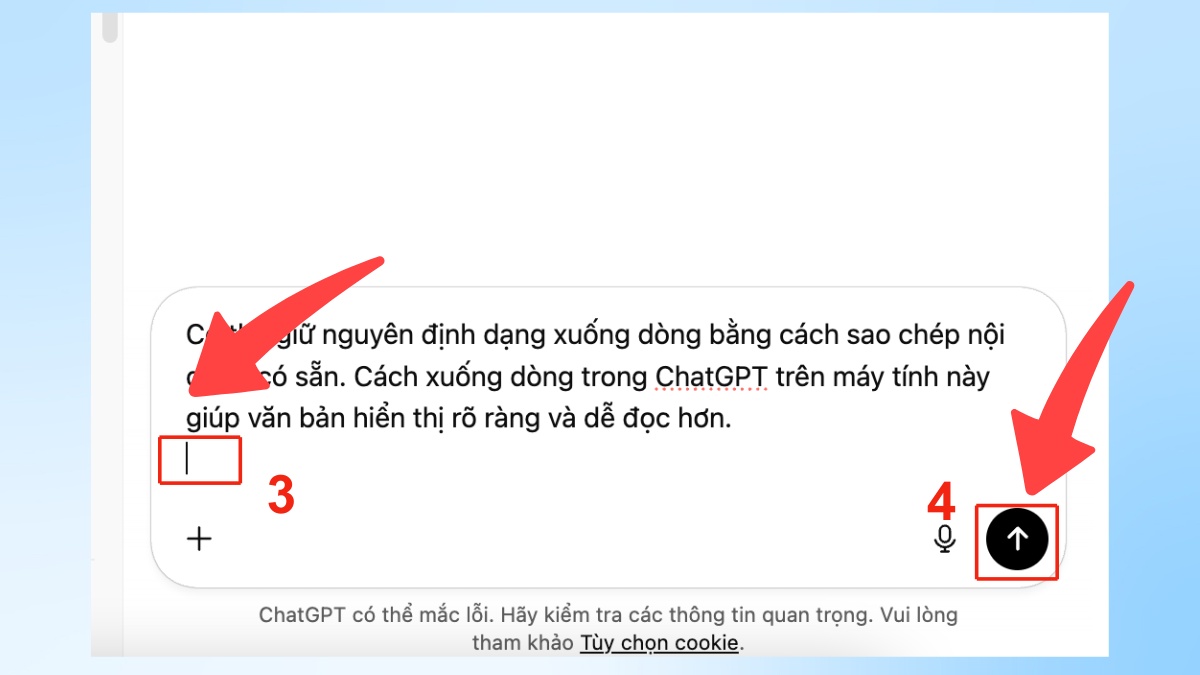 Cách xuống dòng trong ChatGPT trên máy tính - Shift + Enter bước 3