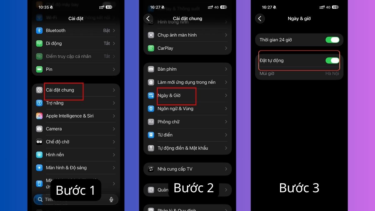 Sửa Zalo bị lỗi tự thoát - Kiểm tra ngày giờ trên iPhone