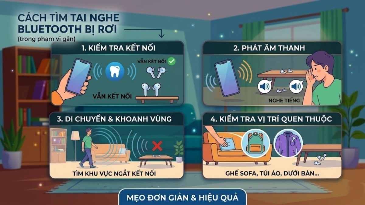 Cách tìm tai nghe Bluetooth bị rơi trong phạm vi gần