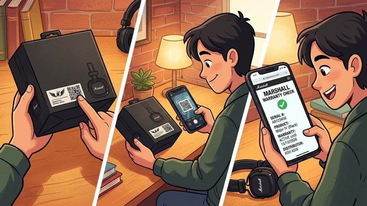 Cách check bảo hành tai nghe Marshall chính hãng qua QR Code