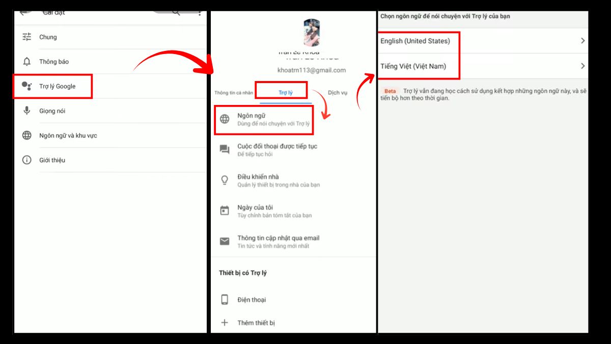 Mẹo kích hoạt Google Assistant tiếng Việt trên Android Auto bước 2