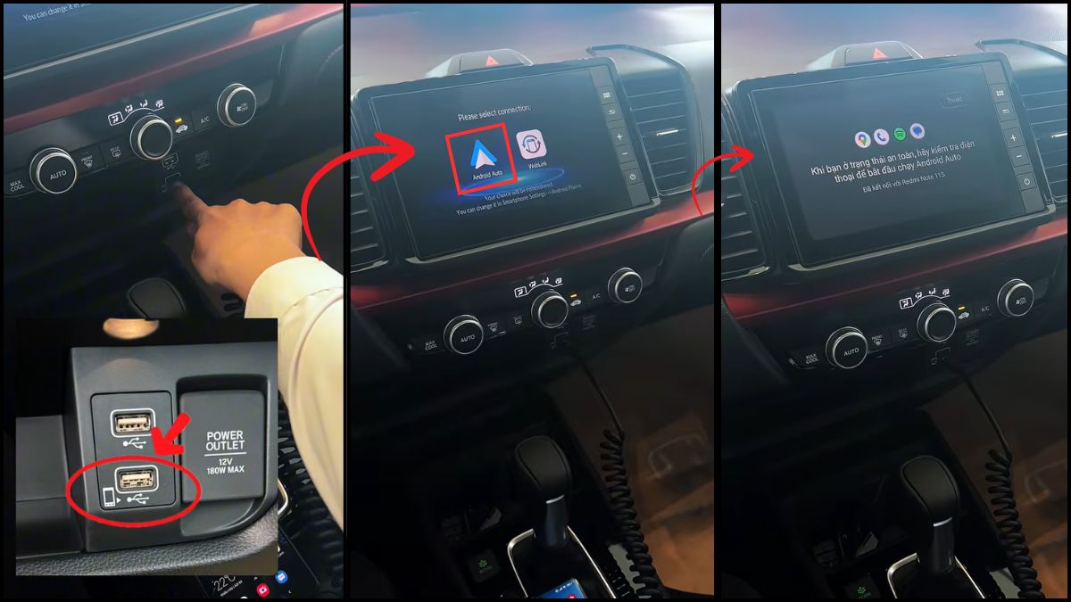 Cách kết nối Android Auto có dây truyền thống bước 2