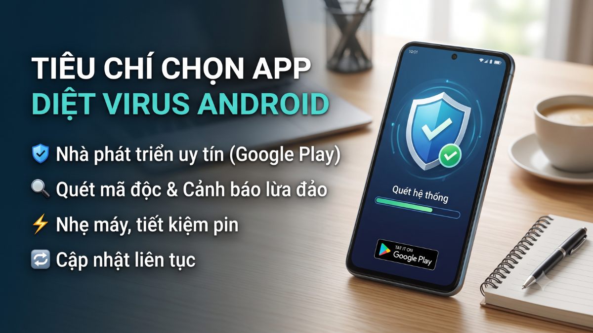 Tiêu chí lựa chọn ứng dụng diệt virus Android uy tín