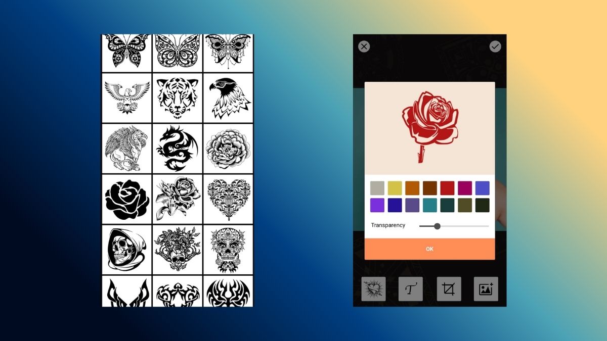 app ghép hình xăm trên điện thoại miễn phí Tattoo Maker