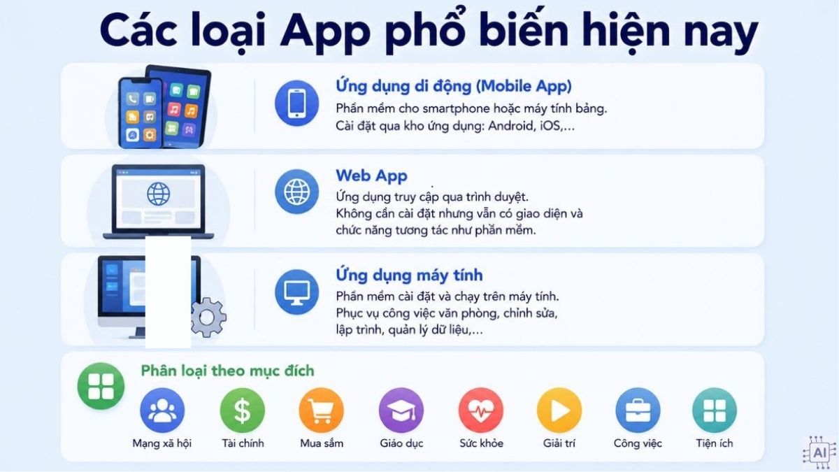 Các loại App phổ biến hiện nay
