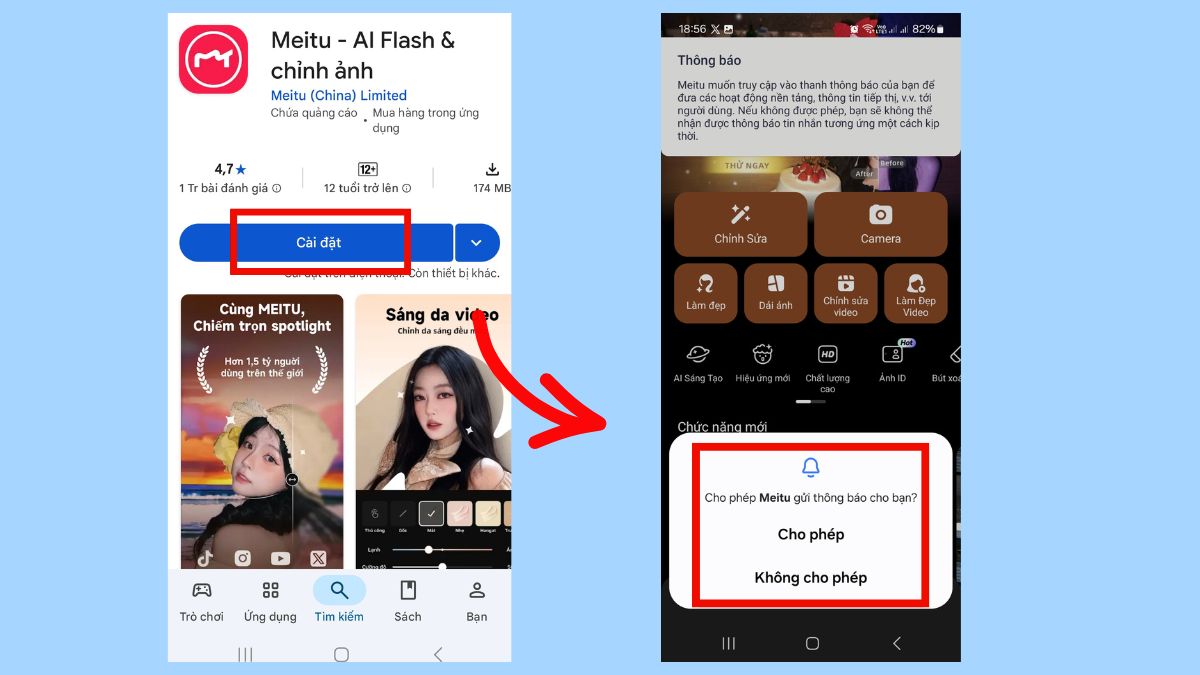 Trên Android bước 2