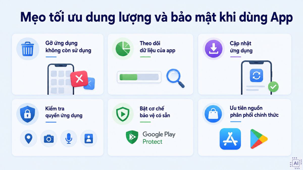 Mẹo tối ưu dung lượng và bảo mật khi dùng App