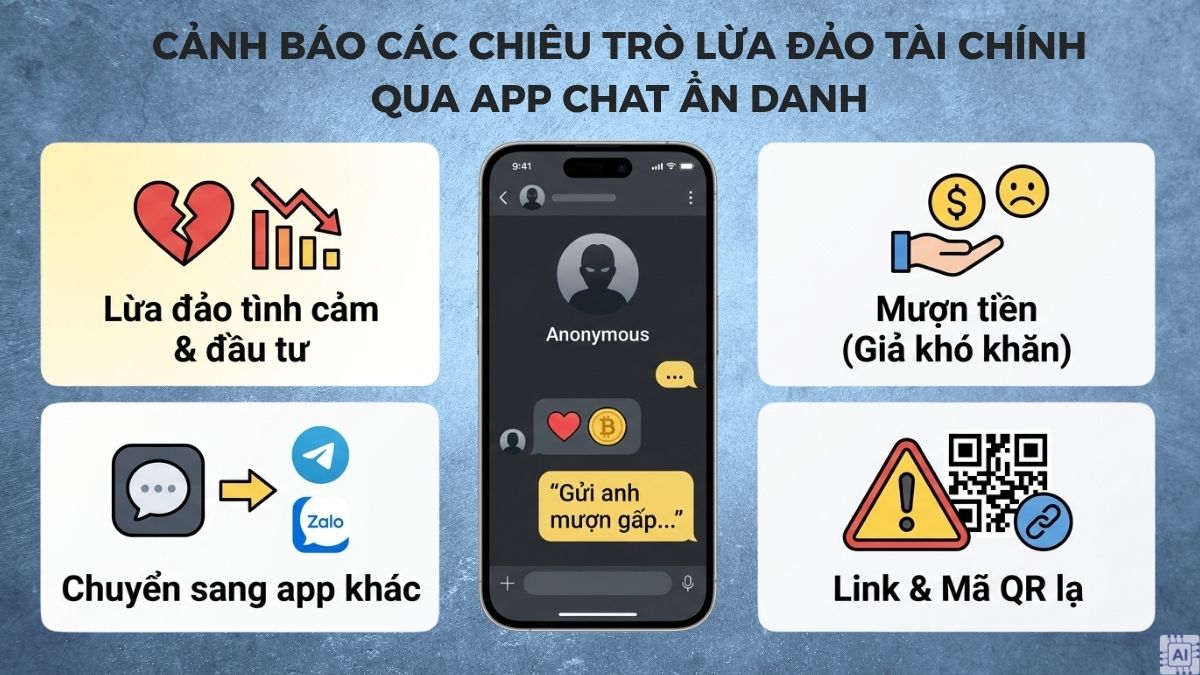 Cảnh báo các chiêu trò lừa đảo tài chính qua app chat ẩn danh