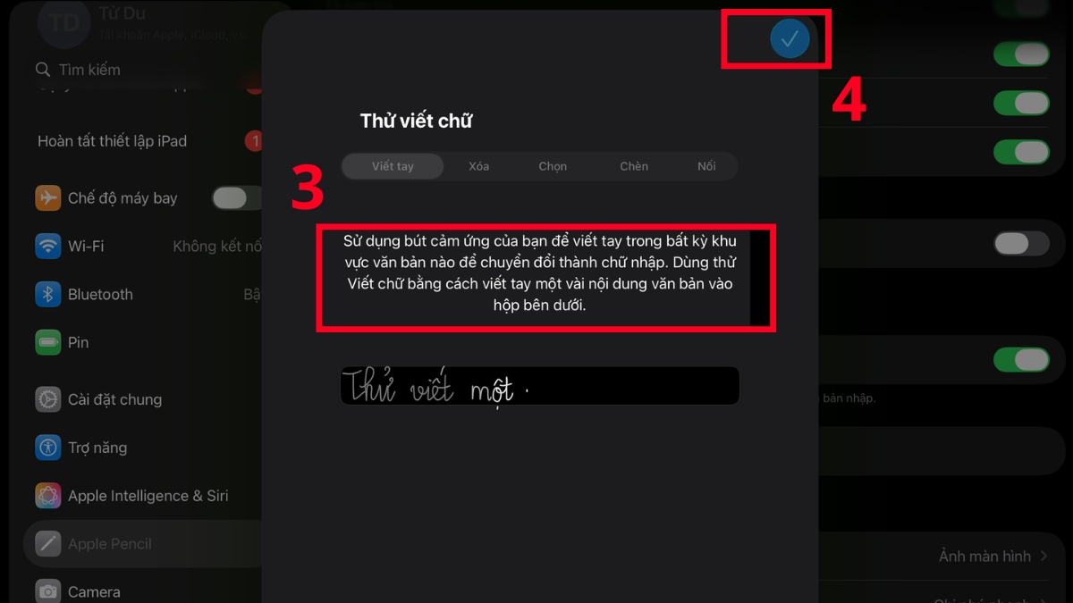 Cách xử lý Apple Pencil không viết được tiếng Việt hoặc bị nhảy chữ bước 2