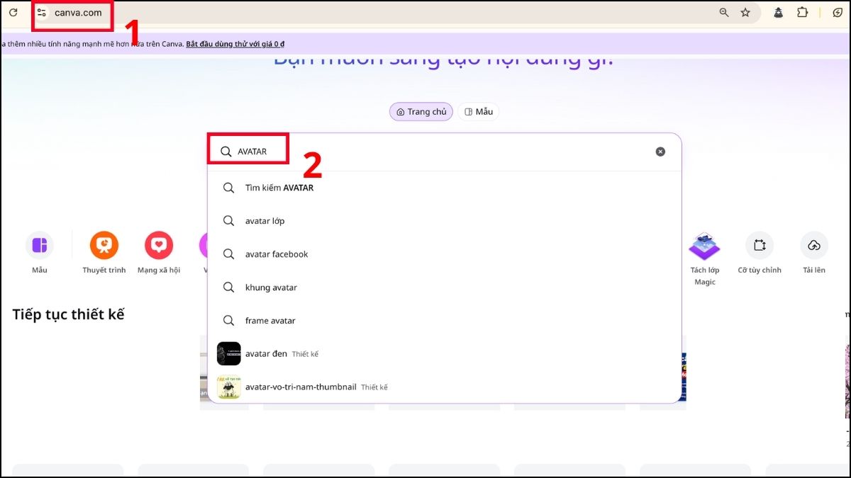 Cách thiết kế avatar bằng Canva bước 1