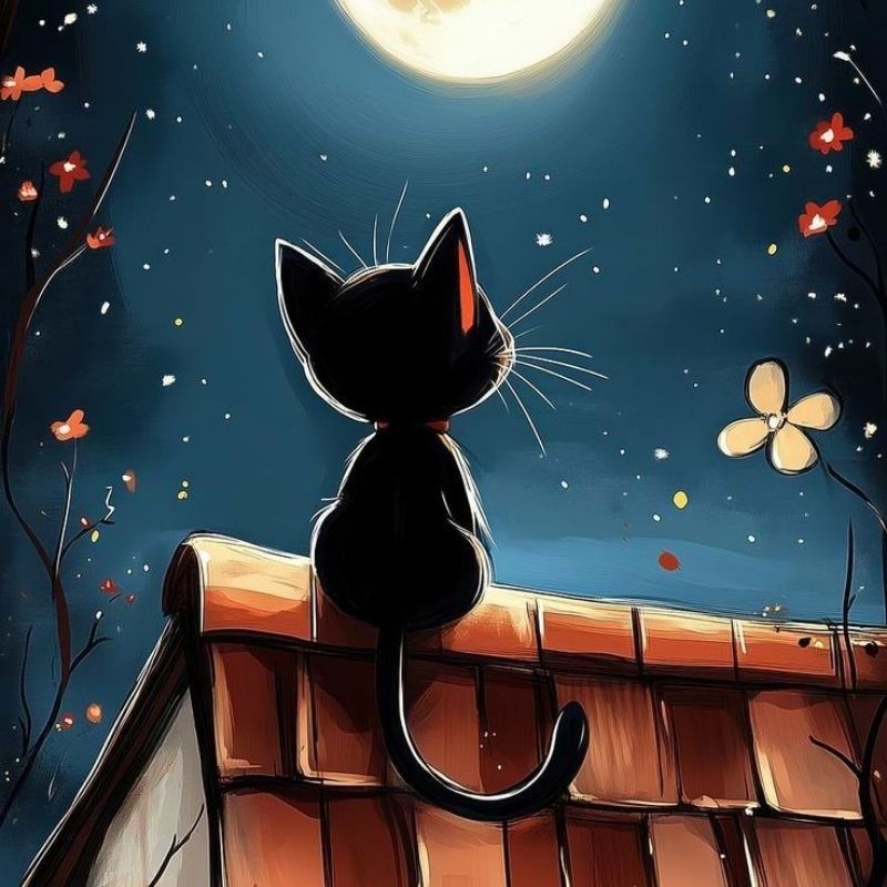 Avatar mèo đen cute chibi đáng yêu 14