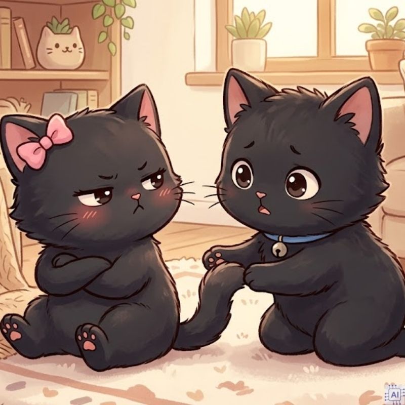 Avatar cặp mèo đen dễ thương cho hai người 20
