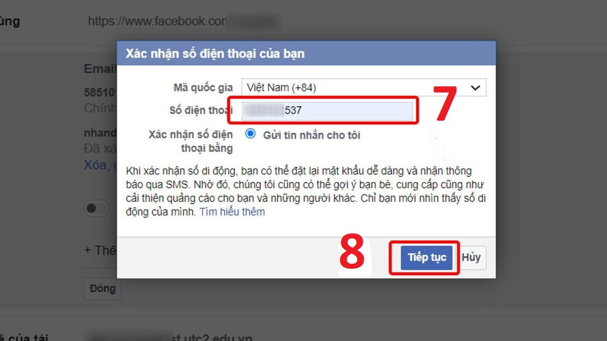 Thêm số điện thoại của bạn và bật bảo mật 2 lớp Facebook bước 4
