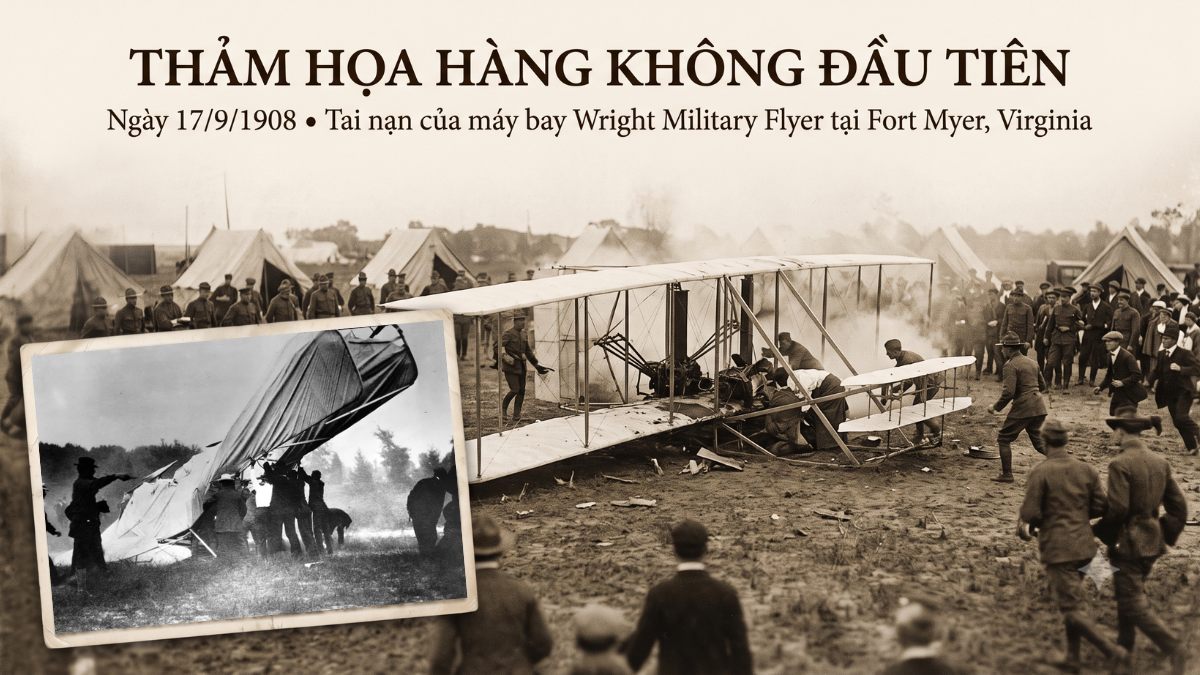 Một trong những bức ảnh đầu tiên ghi lại thảm họa hàng không