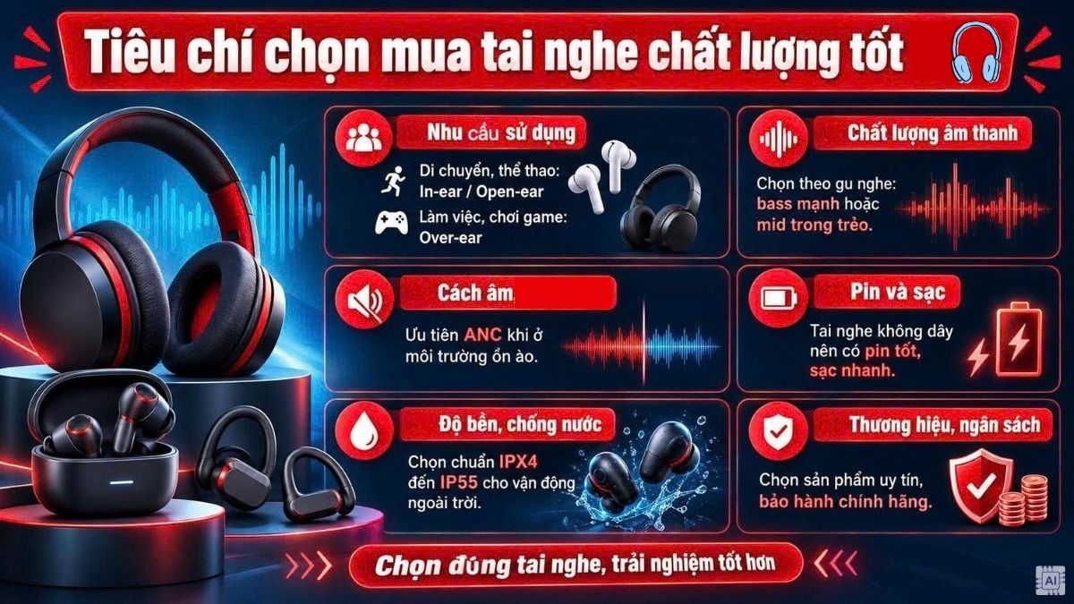 Tiêu chí chọn mua tai nghe chất lượng tốt