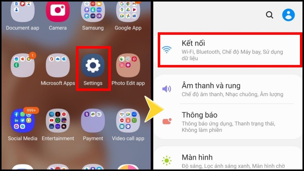 Cách cài đặt và bật 4G trên điện thoại Android 2 SIM bước 1