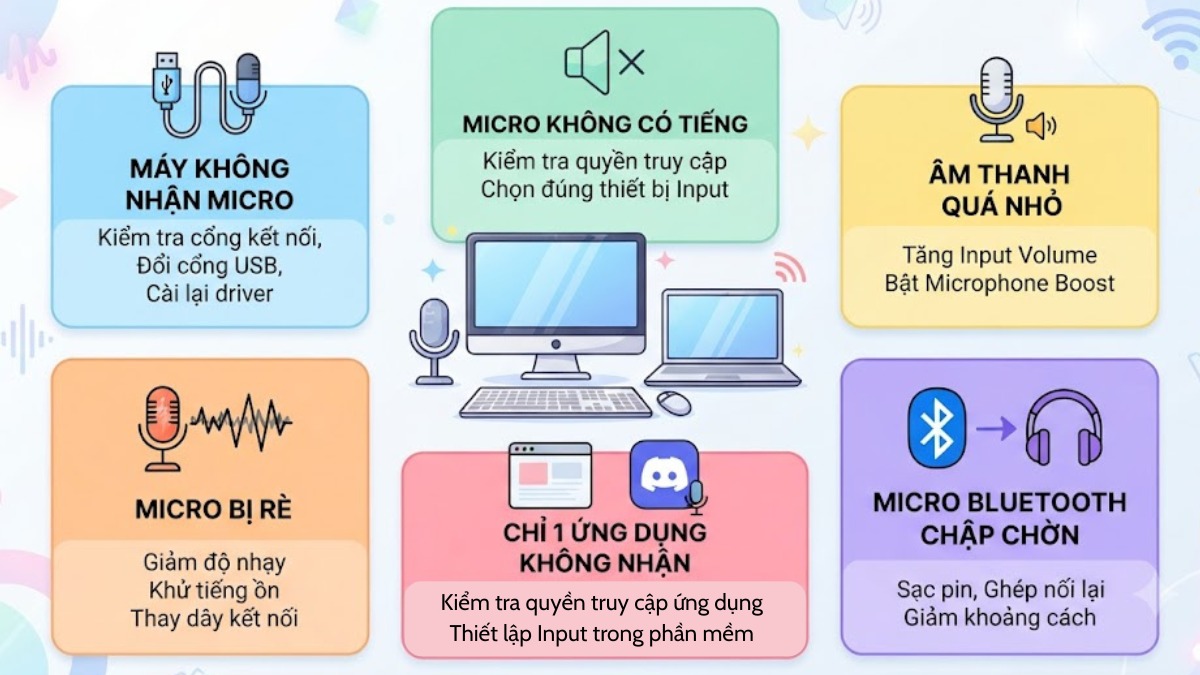 Khắc phục lỗi thường gặp khi cài đặt micro trên máy tính