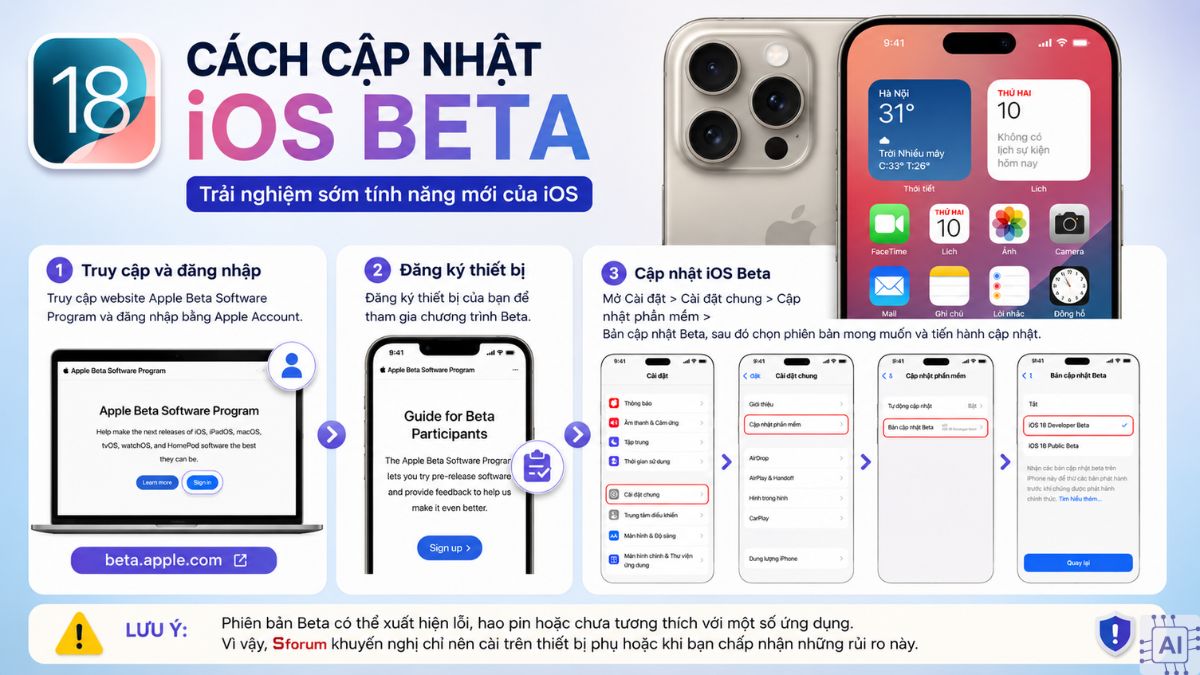 Cách cập nhật phiên bản iOS Beta trải nghiệm sớm