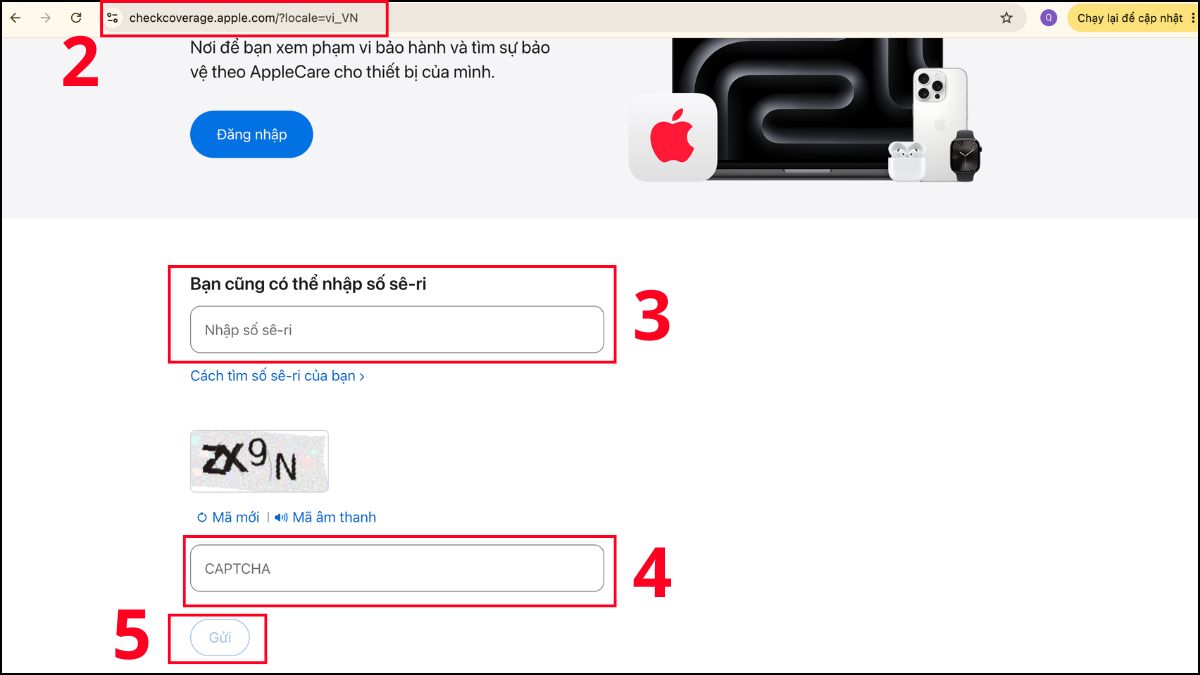 Check AirPods chính hãng trên CheckCoverage bước 2