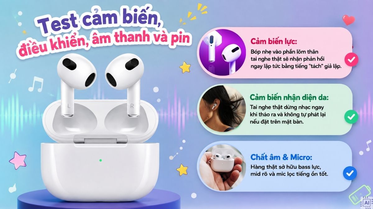 Test cảm biến, điều khiển, âm thanh và pin