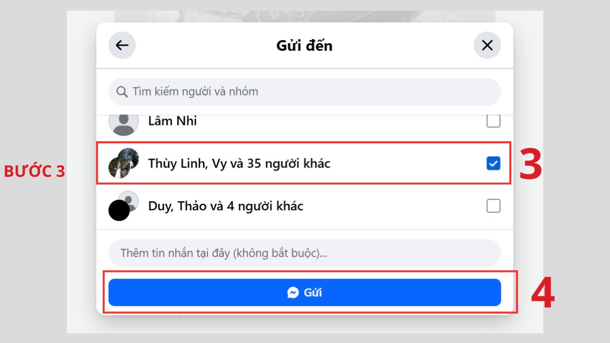 Hướng dẫn chia sẻ qua Messenger bước 2