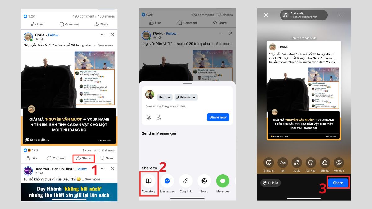 Hướng dẫn chia sẻ vào Story 