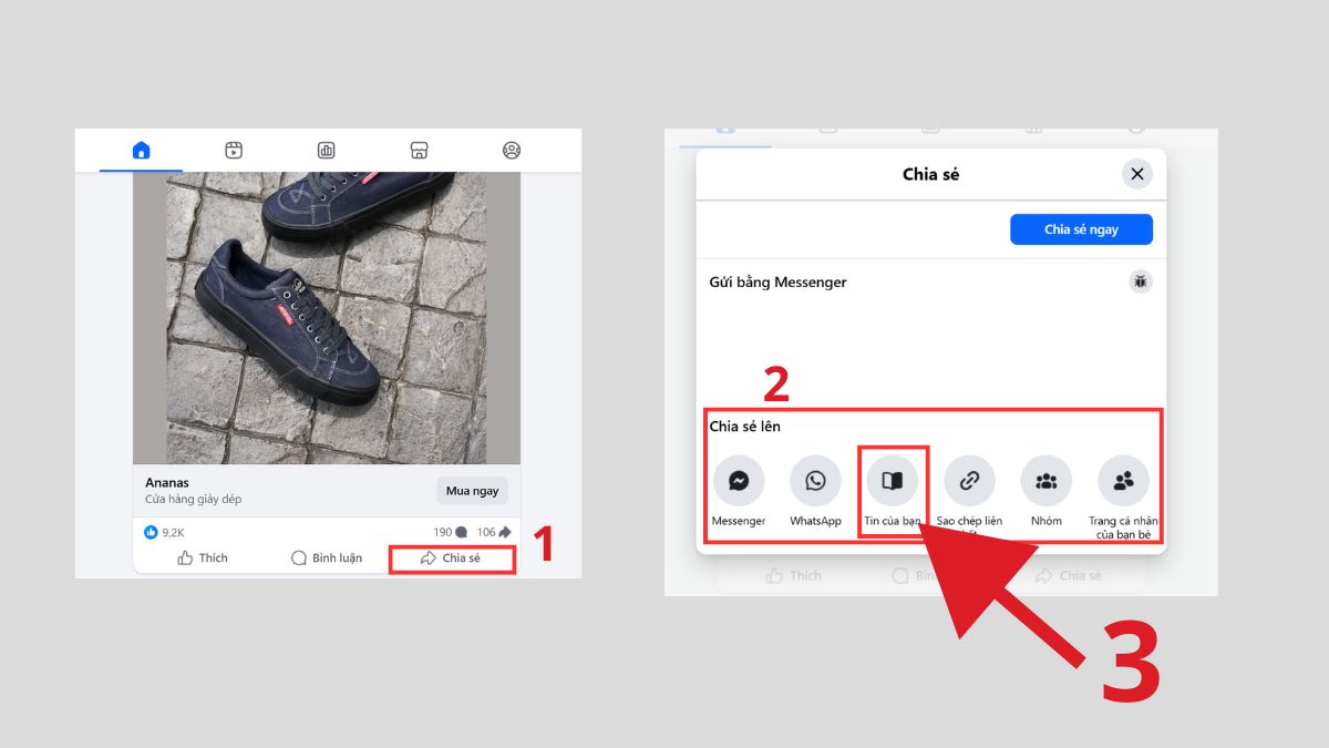 Hướng dẫn chia sẻ vào Story 
