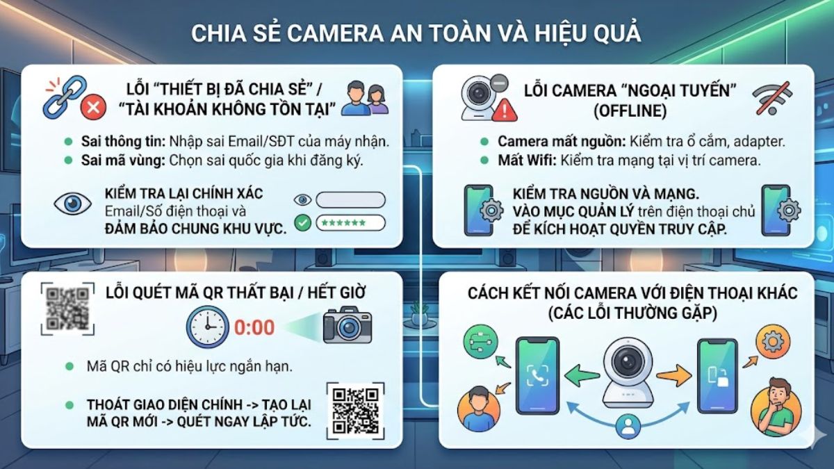 Các lỗi thường gặp khi chia sẻ camera và cách xử lý