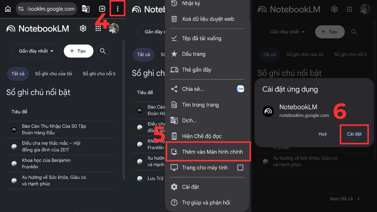 Hướng dẫn cách chia sẻ NotebookLM trên điện thoại bước 2