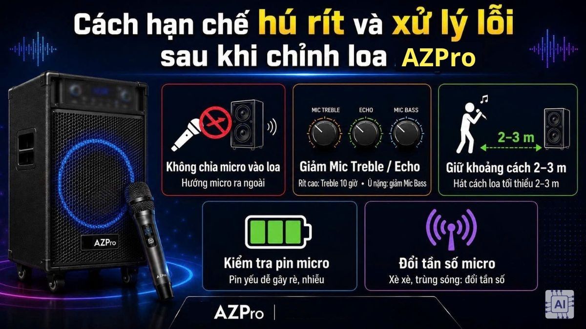 Cách hạn chế hú rít và xử lý lỗi sau khi chỉnh loa AZPro