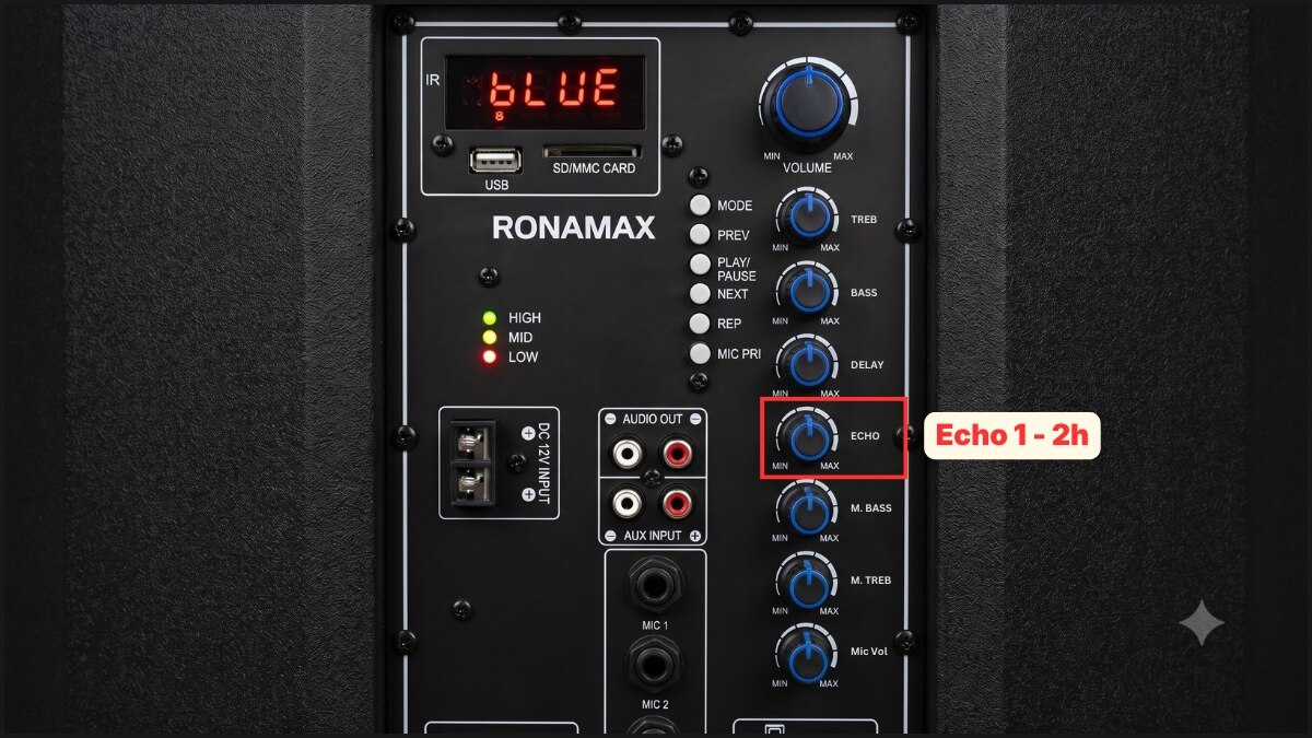 Chỉnh Echo, Repeat và Delay bước 1
