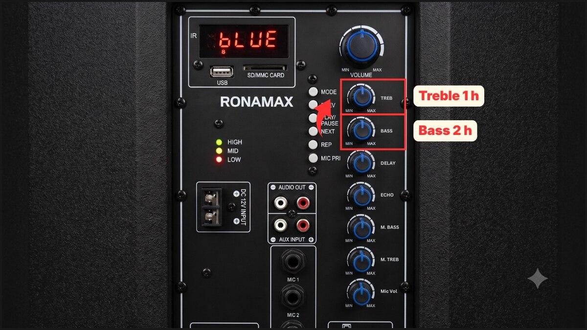 Chỉnh Bass, Mid và Treble cho nhạc nền bước 2
