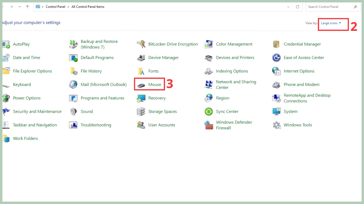 Chỉnh tốc độ chuột trong Windows 11 bằng Control Panel bước 2