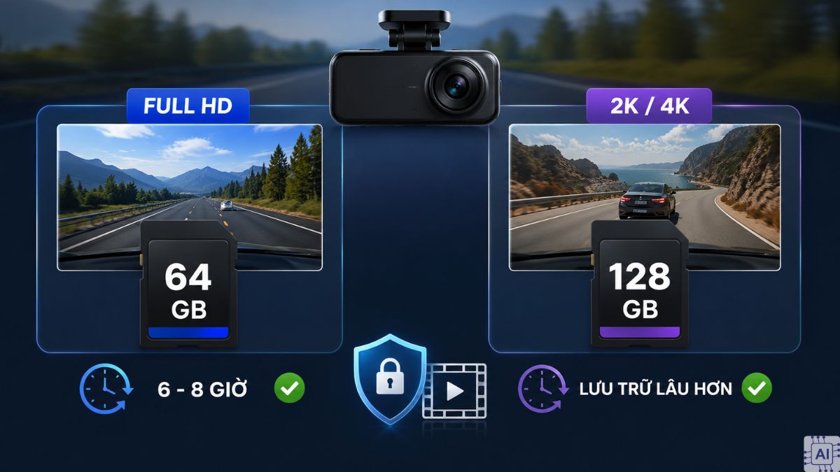 Dung lượng lưu trữ camera hành trình