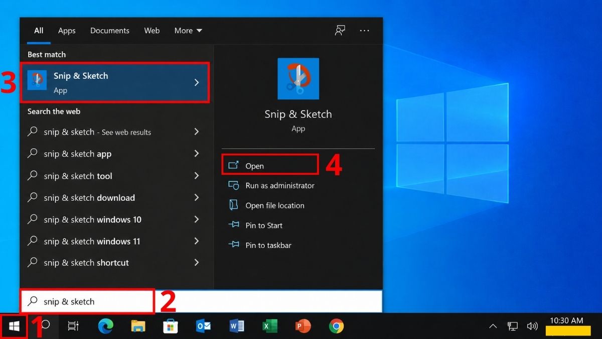 công cụ chụp màn hình có sẵn trên Win 10 Snip & Sketch