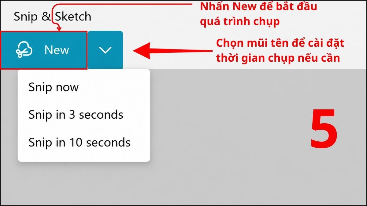 công cụ chụp màn hình có sẵn trên Win 10 Snip & Sketch bước 2