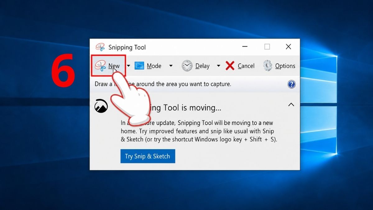 công cụ chụp màn hình có sẵn trên Win 10 Snipping Tool bước 3