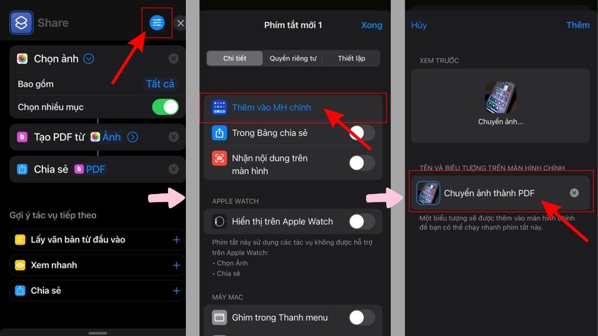 Tạo phím tắt tự động bằng ứng dụng Phím tắt bước 3