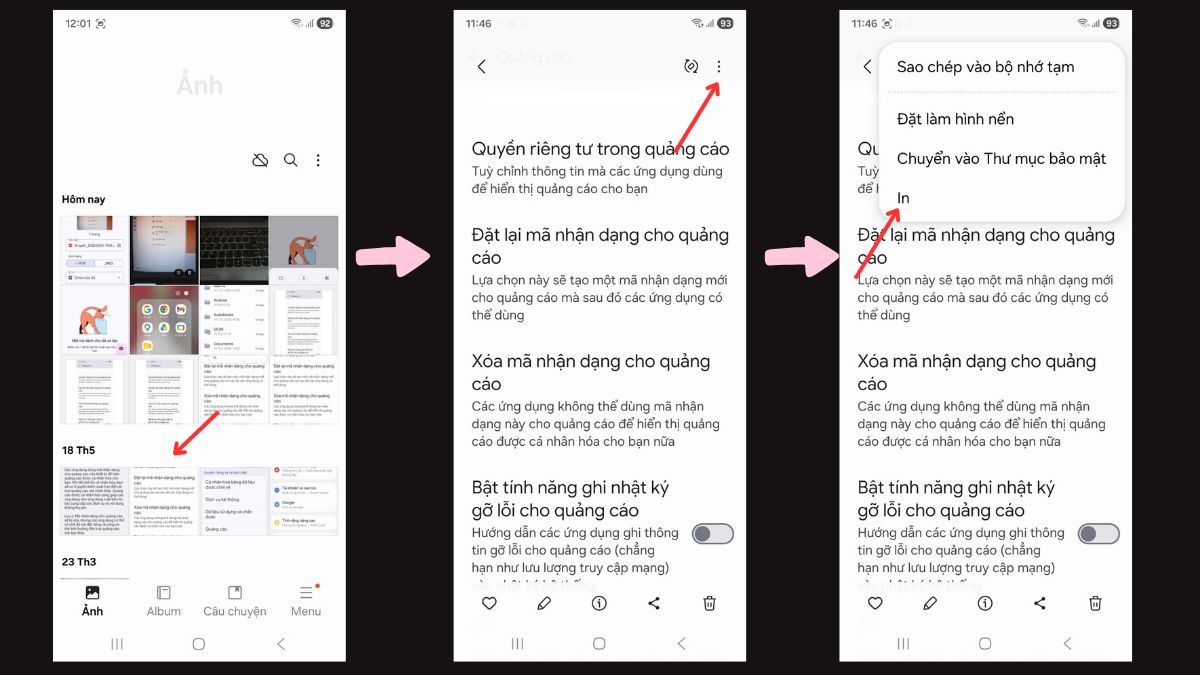 Cách chuyển ảnh sang PDF trên Android bằng tính năng Print bước 1