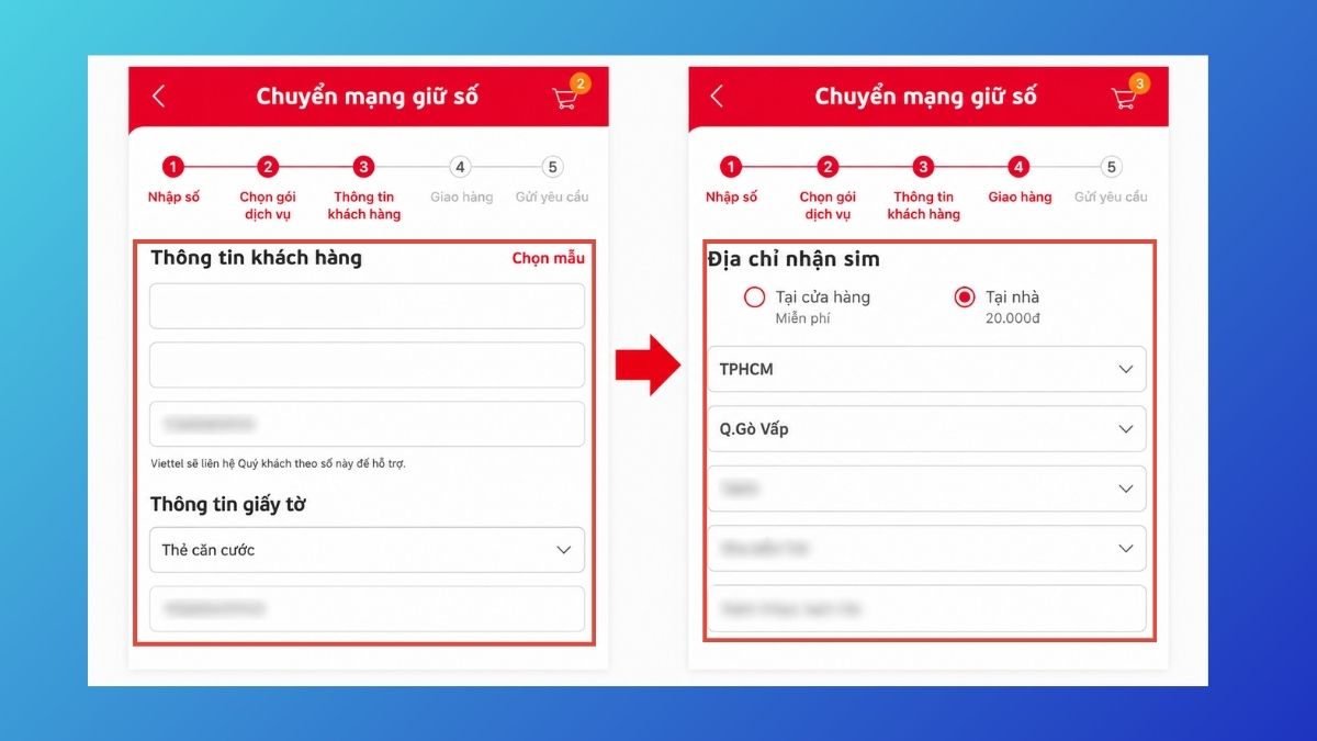 Đăng ký chuyển mạng giữ số Viettel tại nhà qua My Viettel bước 4