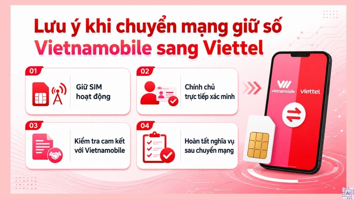 Lưu ý khi chuyển mạng giữ số Vietnamobile sang Viettel