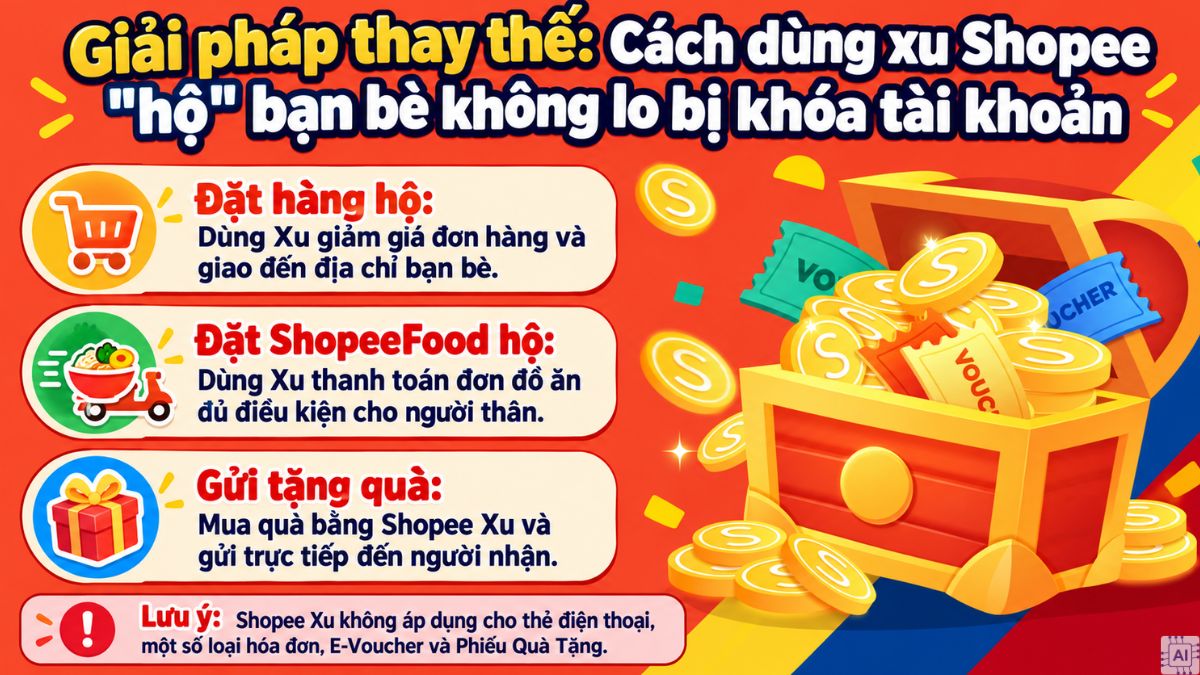 Cách dùng xu Shopee hộ bạn bè không lo bị khóa tài khoản