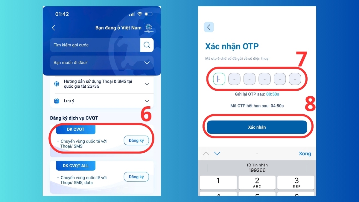 Cách đăng ký Chuyển vùng quốc tế MobiFone khi ở nước ngoài qua My MobiFone bước 3