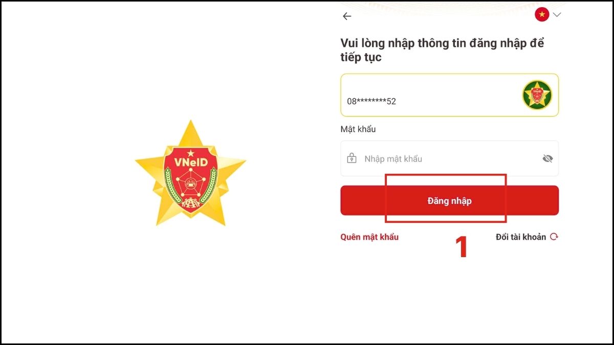 Cách xác thực SIM chính chủ trên VNeID bước 1