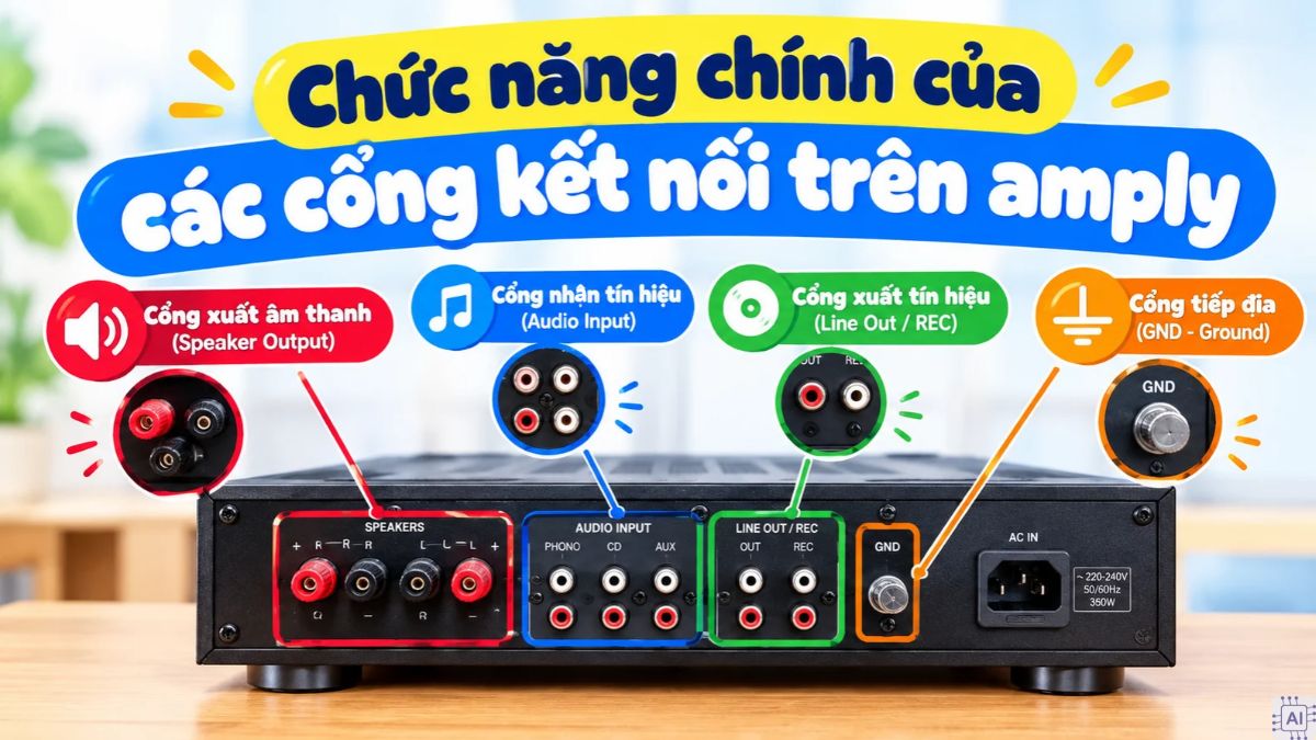 Chức năng chính của các cổng kết nối trên amply