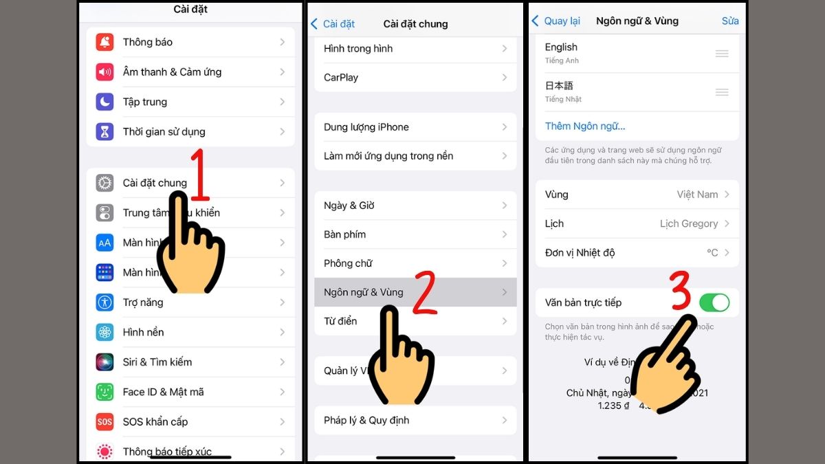 Hướng dẫn kích hoạt Live Text trong Cài đặt