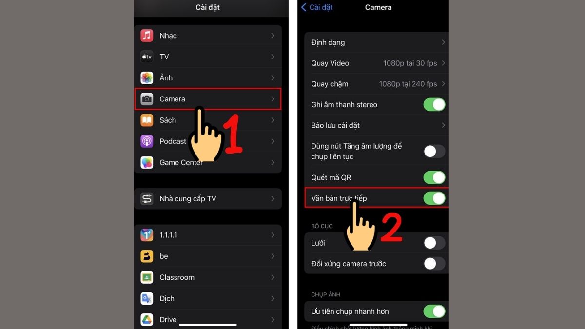 Cách dịch từ camera trực tiếp cho văn bản vật lý bước 1