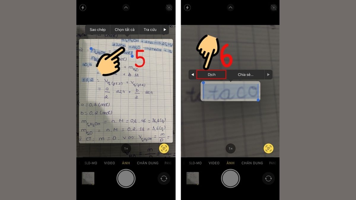 Cách dịch từ camera trực tiếp cho văn bản vật lý bước 3
